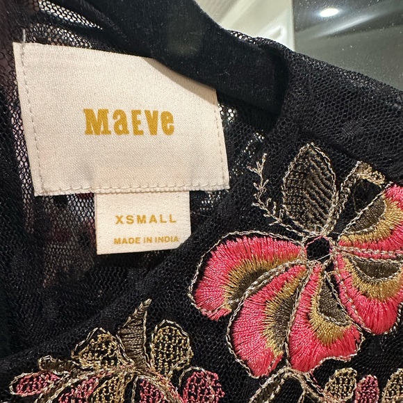 Anthropologie Maeve Sarama Tunic Dress Black Lace XSMALL- with black slip - Picture 3 of 3